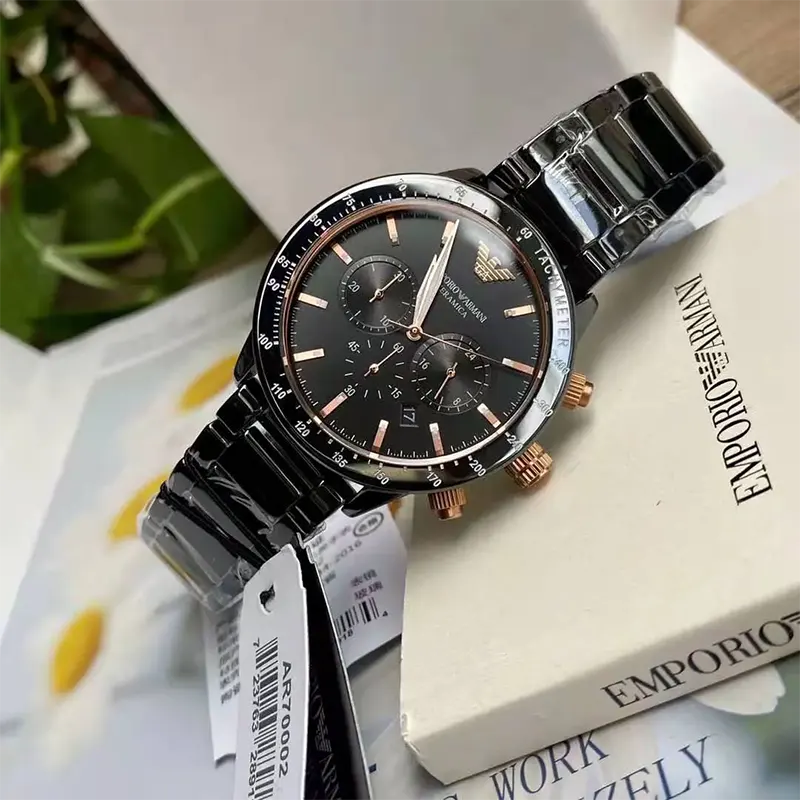 Emporio Armani Men's Chronograph Black Dial Watch | AR70002